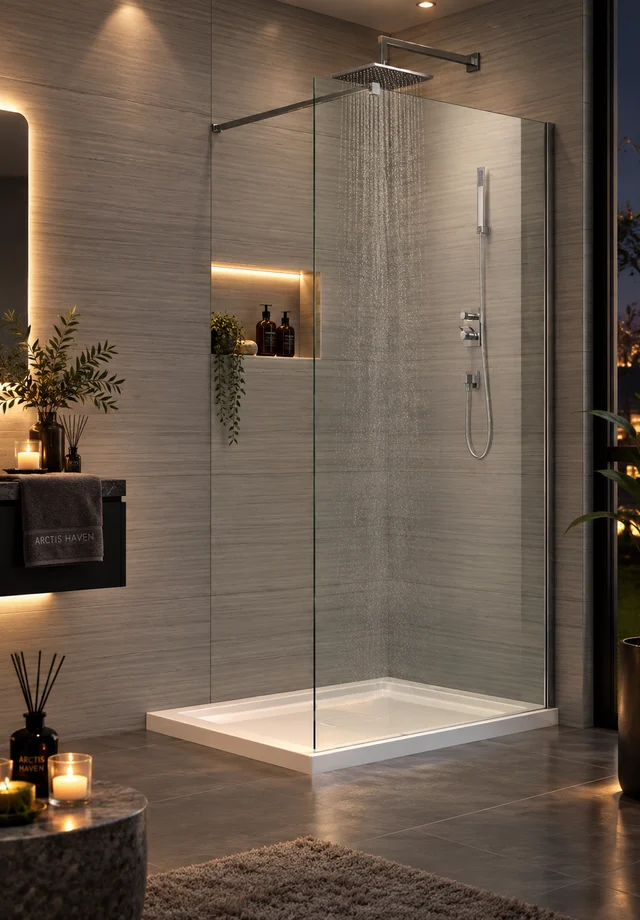 Aroma Wetroom Panel with Support Arm shower