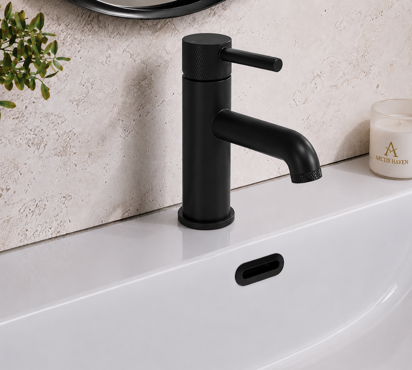 Aspect Basin Mixer with Matching Slotted Waste – Matte Black