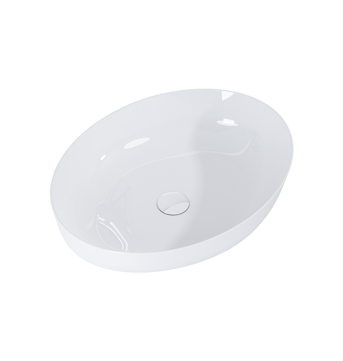 520mm Oval Countertop Basin — Gloss White