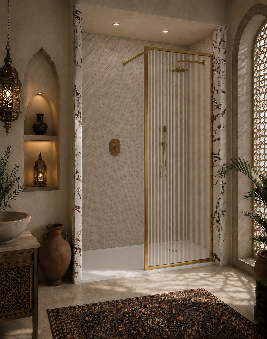 Velar Fluted Glass Walk-In shower