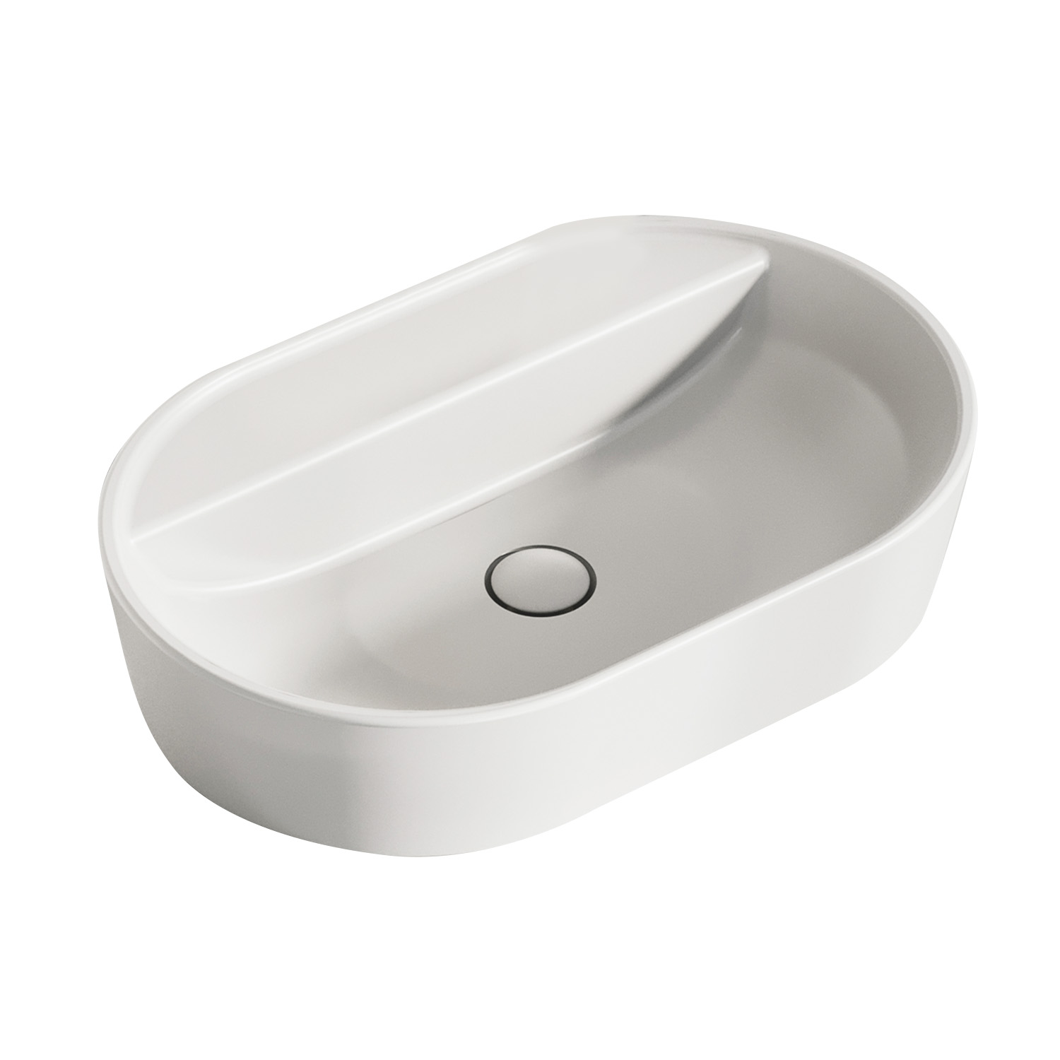 Glam 620mm Countertop Basin — Matt White