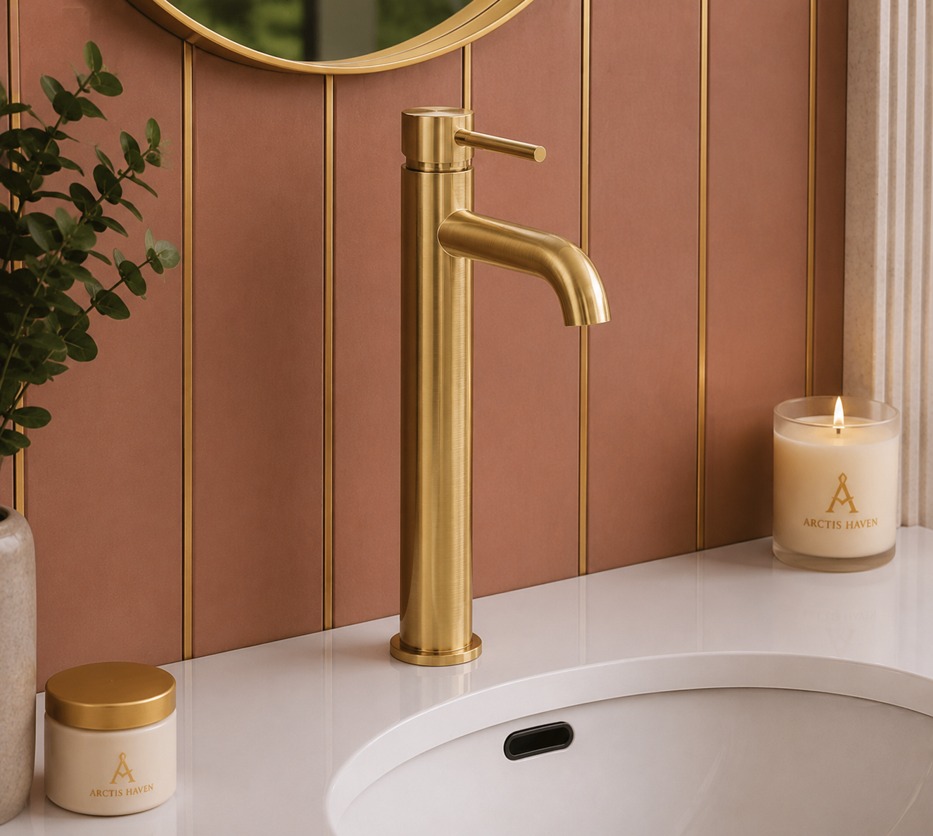Aspect Tall Basin Mixer – Brushed Brass
