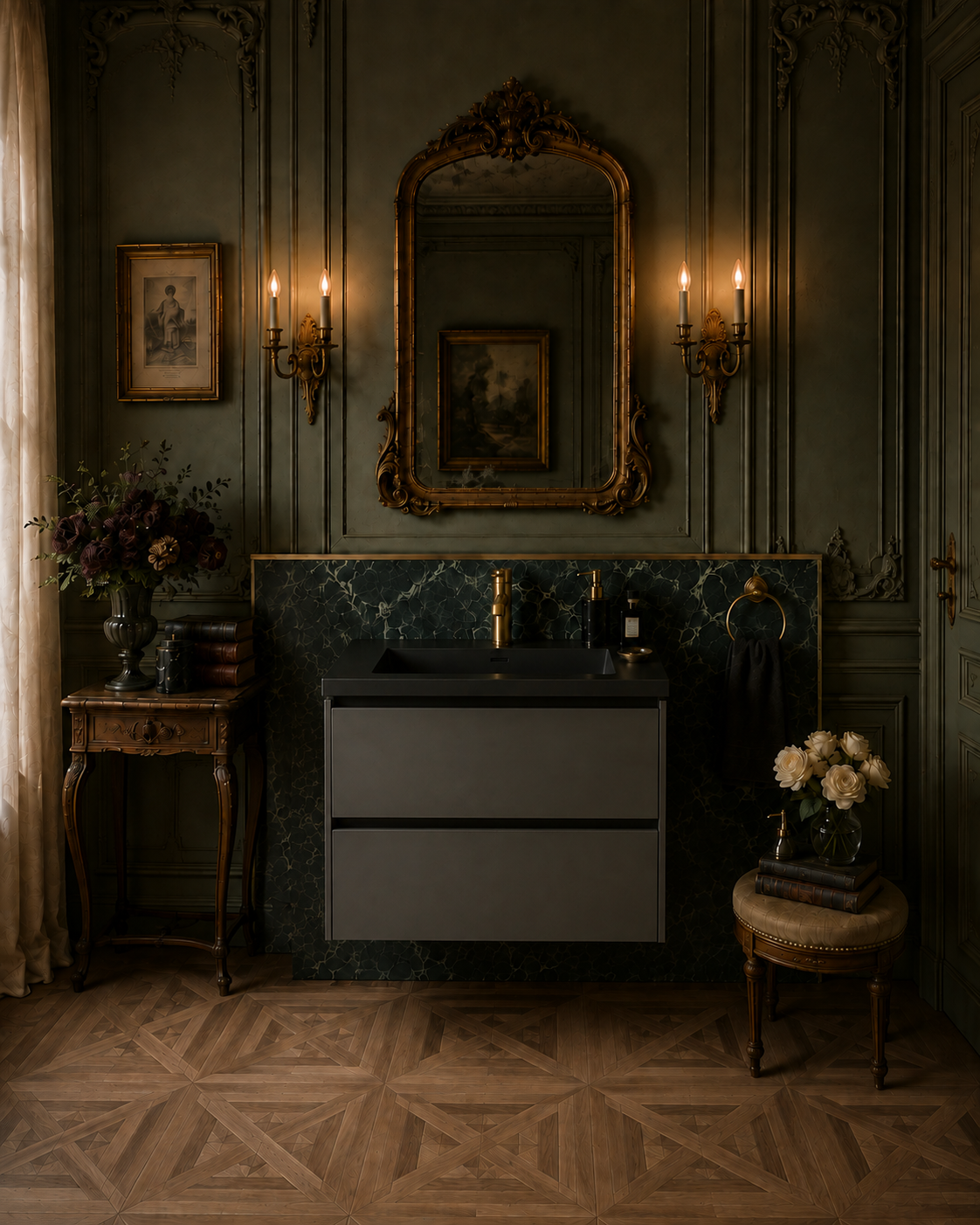 Volcan 800 Wall Hung Luxe Grey Unit + 1 Tap Hole Basin