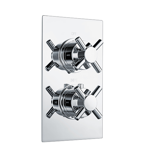 Cross-Handle Round 2-Handle Thermostatic Concealed Shower Mixer — 1 Outlet collection artwork