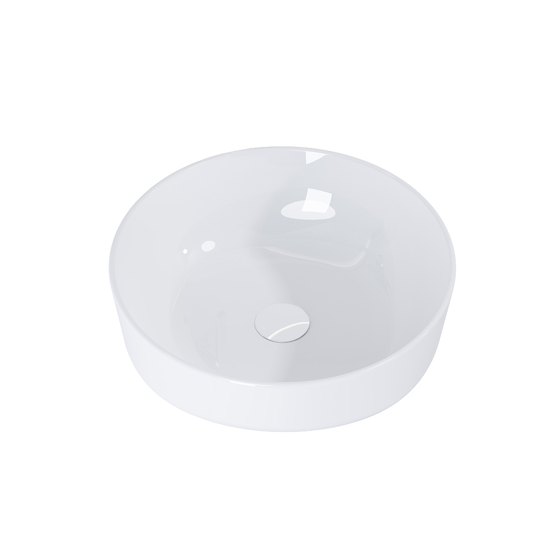 Round Countertop Basin — Gloss White