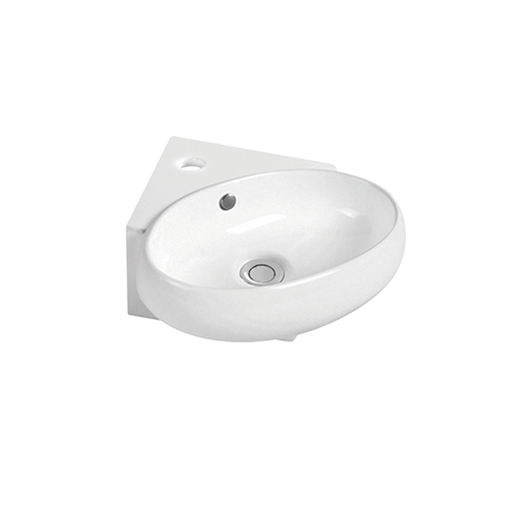 360mm Corner Wall Hung Cloakroom Basin – White